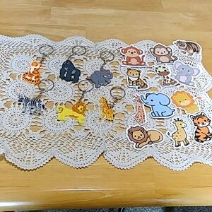 Jungle animals keychains and stickers bundle, new items